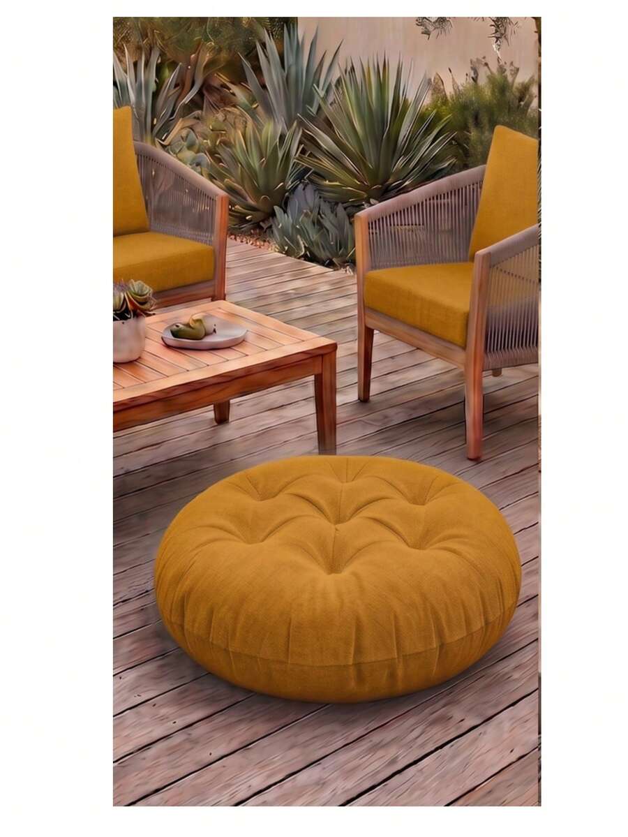 Ultra-Comfortable Round Seating Cushion - 40x40 Cm Fluffy Style - Yellow - View 1