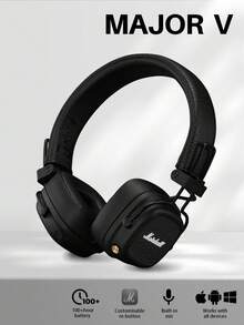 Marshall Major V Over-Ear Wireless Headphones, 100-Hour Battery Life, Bluetooth 5.2, Upgraded Classic Rock Design, Foldable, Memory Foam Ear Cushions, Wired/Wireless Dual Mode, Multi-Point Connection, Suitable For Travel, Commuting, Music - View 16