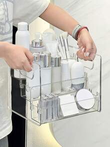 1件/2件 透明桌面收納盒 3層化妝品收納展示盒，適用於化妝品、保養品、香水、化妝刷、面膜等，送女友禮物，房間裝飾，梳妝台/化妝室配件 - 透明 - 查看 6