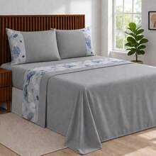 Alegra 400 Thread Count Silk Touch 4-Piece Sheet Set For Double/Queen/King Sizes - Premium Comfort - 薄荷灰花園 - 查看 1