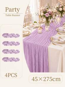 Light Purple Crinkled Gauze Table Runner, Soft Sheer Cheesecloth Fabric Table Runner (22 X 118 Inches / 10 Ft), Pack Of 1/6/10, Boho Rustic Wedding Table Decor For Party, Birthday, Baby Shower, Holiday Banquet, Home Dining Centerpiece Decor - Purple - View 12