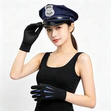 2件組：男士水手帽與女士軍警帽，萬聖節服裝配件，藍色帽子附刺繡字母與星星 - 彩色 - 查看 6