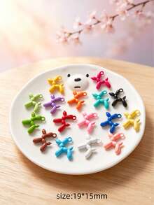 10-50pcs Mixed Color Balloon Dog Resin Beads, Cute Glossy 3D Dog-Shaped Spacer Beads For Handmade Crafts, Nail Art, Hair Accessories Decoration - Multicolor - View 5