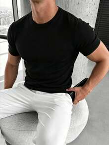 ZYNTH BALENO Men's Summer Fashion Crew Neck Short Sleeve Sweater, Suitable For Gym Sports, Cycling, Running - Black - View 5