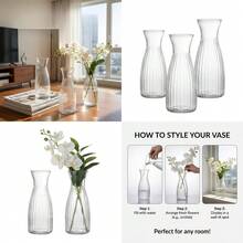 1/5/8/10 件塑料条纹花瓶套装，透明花卉 DIY 适用于各种花束和装饰，适合桌面、婚礼、家居、派对、圣诞节花卉装饰 - 彩色 - 查看 2