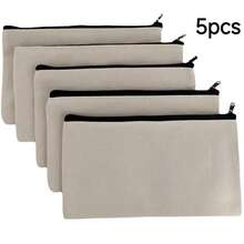 10PCS Beige & Multicolor Zipper Multifunctional Storage Bags, Blank Hand-Painted DIY Zipper Canvas Bags, Pencil Case Student Stationery Bag Document Storage Bag, Coin Phone Glasses Cosmetics Toiletries Storage Bag, Can Print LOGO Suitable For Home School Travel, Back To School Season Birthday Party Gift - Beige - View 15