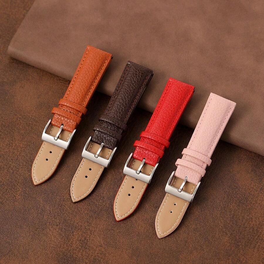 Lychee Grain PU Leather Replacement Wristwatch Band 18mm 20mm 22mm Soft Business Watch Strap Women Men Watchband - Mouldless - View 1