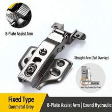 1pc Gun Gray Aluminum Frame Cabinet Door Hinge Straight Arm, Suitable For Display Cabinet And Glass Door Soft Close Damper, Metal Finish - B - View 12