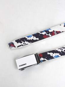 1 pièce Ceinture à boucle automatique en métal avec motif camouflage graffiti, style punk de rue, convient pour le port quotidien, les déplacements, les fêtes, les anniversaires, les cadeaux, la rentrée scolaire, toutes les saisons - Multicolore - Voir 3
