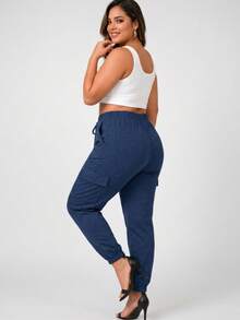 Women's Plus Size Cargo Jogger Pants Sizes G1 To G3 – Comfort And Style - Biru - View 1