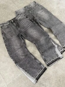 Men's Loose Casual Denim Jeans With Pockets, Daily Wear, Summer Versatile - Black - View 1