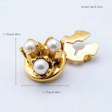 1 Pc Assorted Flower Cufflinks With Pearl & Enamel, No-Sew Formal Shirt Accessories For Men - Gold - View 16