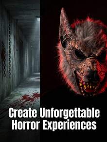 Realistische graue flauschige Werwolf Vollgesichtsmaske, atmungsaktive gruselige Wolfskopfmaske für Erwachsene, geeignet für Halloween-Party, Cosplay, Geisterhaus, Escape-Room Rollenspiel Kostümdekoration - Mehrere Stile - Übersicht 8
