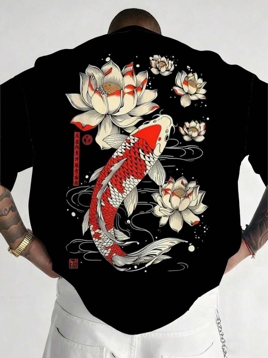 Lässiges Herren-T-Shirt mit Rundhalsausschnitt in Übergröße, bequemes und atmungsaktives Polyester-Strickgewebe, modischer Streetstyle, angesagtes Produkt