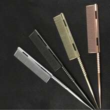 1件尖尾鋁製梳子，美髮沙龍造型燙髮染髮分區挑髮細齒防靜電耐熱梳，適合髮型師使用 - 彩色 - 查看 1