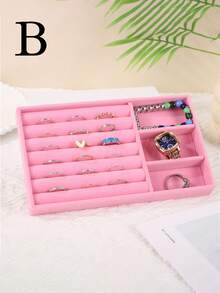 6/1 pieza Bandeja de almacenamiento de joyas de terciopelo Estilo cajón Caja de almacenamiento Caja de anillos Organizador de joyas apilable de gran capacidad con diseño de compartimentos Adecuado para aretes, collares, pulseras, anillos, diademas, bolsas Estante de exhibición de joyas Organizador de bolsa de maquillaje - Multicolor - Ver 14