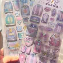 Q-LiA Rainbow Jelly Sheet – Japanese Amulet/Lucky Tag Design With Four-Leaf Clover Pattern. Features 3D Puffy Crystal Embossing. Waterproof, Self-Adhesive Sticker; Perfect For DIY Crafts, Scrapbook Decoration, Smartphone Cases, Laptops, Water Bottles, Stationery Accessories, And More. - Multicolor - View 5