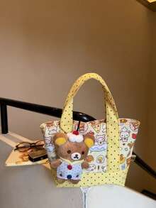 San-X Rilakkuma 波點寬鬆熊熊甜點風 Ins 卡通大容量可愛學生化妝收納包 新款手提式 - 彩色 - 查看 6