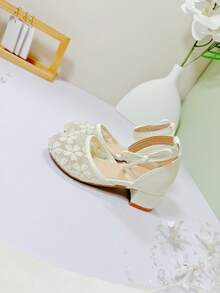 Sepatu Hak Tinggi Nyaman Berujung Bulat Berbahan Jala untuk Anak Perempuan, Sepatu Putri Serbaguna untuk Pemakaian Sehari-hari - Putih - View 8