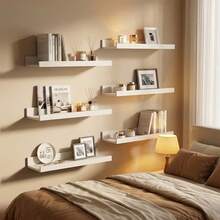 1pc Minimalist Wall-Mounted Shelf, Wall Display Rack Suitable For Living Room Decor, Photo Frames, Multi-Layer Wall Storage Rack (Suitable For Books, Plants), No-Drill Display Rack (Suitable For Bedroom, Study) - View 5