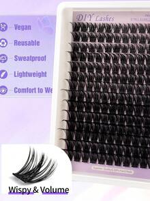 168PCS Natural Lash Clusters C Curl MIX10-16mm DIY Clusters Individual False Eyelashes Wispy Soft Natural Lashes Newbie's Easy To Wear Reusable For Daily Makeup - C - 查看 4