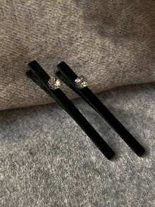 1 Pair Black Flocked Hair Clips - Side Bangs And Forehead Wispy Hair Clips, Women's Edge Hair Accessories - Multicolor - View 15