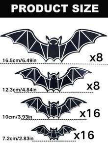 48 piezas Pegatinas de pared de murciélagos que brillan en la oscuridad para Halloween, calcomanías de murciélagos 3D realistas y aterradoras de color negro fluorescente, adecuadas para decoración del hogar espeluznante, decoración de fiesta de Halloween, pegatinas de pared DIY, decoración interior de baño - Ver 13