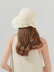JOYLORD 1 pieza Sombrero de ala ancha para mujer, estilo coreano versátil minimalista de unicolor, sombrero de cubo para primavera/verano, protección solar para viajes al aire libre - multicolor - Ver 4