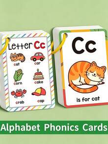 Alphabet Phonics Flash Cards For Toddlers, 26 ABC Letter Learning Word Cards With Pictures, Preschool Kindergarten Educational Vocabulary Flashcards, Kids Early English Spelling Learning Game, Sight Words Flashcards With Ring For Boys Girls Ages 3-6 - Multicolor - View 5