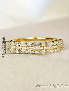 1pc Cute Cubic Zirconia Ring, Women's Wedding Engagement Anniversary Jewelry Valentine's Day Gift - Yellow Gold - View 4