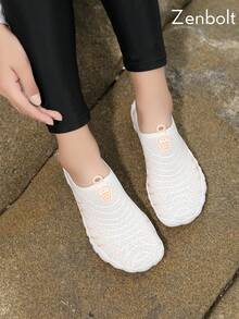 Zenbolt Women's Breathable Water Shoes, Wide Toe Barefoot Shoes, Quick-Dry Beach Socks, Water Shoes Women's Beach Shoes, Striped Pattern, Casual Sports Style, Suitable For Water Sports, Rowing, Swimming, Hiking, Fitness Training, Daily Activities And Sports - White - View 5