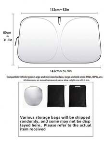1pc Portable Universal Car Front Windshield Sun Shade, Car Interior Heat Insulation Front Windshield Cover, Summer Car Front Windshield Sun Shade, UV Protection Heat Insulation Sun Shade, RV Essential, Car Cover, Car Accessories, Camping - Upgraded and Thickened Version - View 14