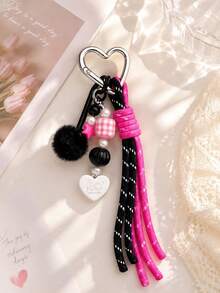 INS Style Heart Pearl Tassel Keychain, Korean Sweet Girl Bag Charm, Cute Backpack Pendant, Kawaii Handbag Accessory, Gift For Women - Multicolor - View 9