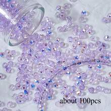Approx. 100pcs DIY Jewelry Making Beads, Aurora Iridescent Faceted Round Beads, Shiny AB Color, Mixed Color Mini Beads, For Bracelets, Necklaces, Earrings Handmade Accessories - Multicolor - View 11