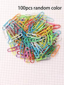 100pcs Colorful Paper Clips, Medium Size, Assorted Colors, PVC Coated Metal Paper Clips, Plastic Coated Paper Clips, Silver Paper Clips, Office Supplies, Cartoon Shaped Bookmarks, Book Clips, Suitable For Office, School And Personal File Organization, Back To School Essential - Multicolor - View 14