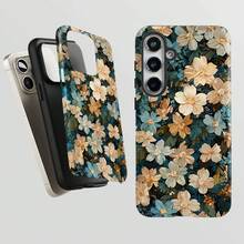 Versand aus europäischem Lager Retro Blumen 2 IN 1 Film Schalen Handyhülle für Samsung S25 S24 S23 S22 S21 Plus Ultra S25 Edge S20 FE A56 A16 15 26 36 Cover AJJA - FL001 - Übersicht 2