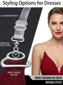 Transparent Anti Slip Bra Straps With Metal Hooks Transparent Invisible Bra Straps For Girls And Women Invisible Bra Strap For Travel Back To School Home Decor Summer Exerise Indoor Outdoor Birthday Gift Party Essential Accessory - Multicolor - View 4