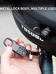 TOSUOD 3-Digit Combination Steel Cable Lock, Retractable Portable Anti-Theft Lock For Motorcycle And Bicycle, Anti-Cut And Anti-Pry Structure, Multi-Functional Lock Compatible With Helmet And Luggage, Essential Cycling Safety Accessory - Multicolor - View 4