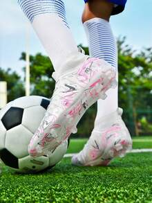 Kinder Fußballschuhe für Jungen und Mädchen, Jugend Fußballschuhe für Jungen und Mädchen, leichte Outdoor Fußballschuhe für Teenager, Unisex Trainings Fußballschuhe geeignet für Kinder und ältere Kinder, (Dieses Produkt hat Standardgröße, es wird empfohlen 1 Größe kleiner für schmale Füße und 1 Größe größer für breitere Füße zu wählen) - Weiss - Übersicht 7