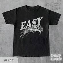 Easy Tiger Shirt, Retro Boho-Shirt, Unisex Ästhetisches Shirt, Oversized Graphic Tee, Hippie-Kleidung,-Shirt, Tiger-Grafik--Shirt - Farbe 2 - Übersicht 2