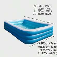 Bể bơi bơm hơi hình chữ nhật tại nhà, làm từ chất liệu PVC bền, phù hợp cho các buổi tụ họp gia đình, tiệc mùa hè và thư giãn sân vườn - 3 tầng - Xem 3