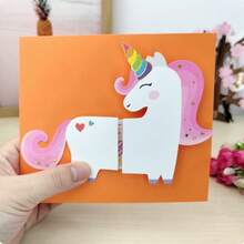 Assorted Die-Cut Foldable Greeting Cards, 9 Designs (Rocket, Cake, Popsicle, Burger, Train, Rainbow, Unicorn, Dachshund), Blank Inside, Suitable For Birthday And All Occasions, With Matching Envelopes - WISH-2301-08 - View 4