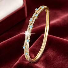 1pc High-Grade Double-Row Copper Inlaid Rhinestone Women's Bracelet - Multicolor - View 1