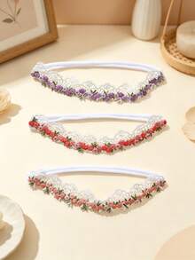 jralon 3 piezas/paquete Diademas elásticas suaves de varios colores para bebé, adecuadas para todas las estaciones, excelente regalo, perfectas para sesiones de fotos - Multicolor - Ver 7