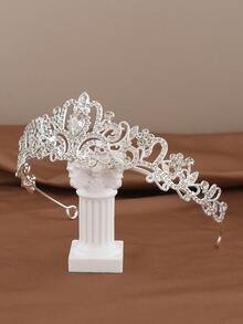 1pc Bridal Crown Wedding Tiara Headband, Bride Party Costume Accessory For Christmas, Halloween, Birthday - Silver - View 6