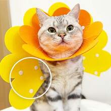Adjustable Pet Elizabethan Collar, Suitable For Cats, Kittens, Rabbits And Other Pets, Protects Neck, Promotes Wound Healing, Practical Neck Guard, Yellow Flower Design - Multicolor - View 5