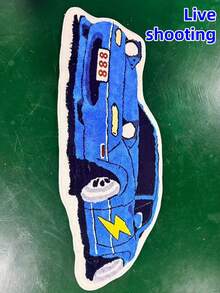 1pc, Summer New Arrival, Blue Lightning Sports Car Shaped Rug, Perfect For Bedroom, Living Room Decor, Decorative Rug, Bedroom Decor, Small Rug, Rug, Home Decor, Living Room Rug, Living Room Small Rug, Bedroom Rug, Living Room Home Decor, Outdoor Rug, Washable Rug - Multicolor - View 7