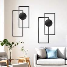 2pcs Metal Abstract Wall Art, Modern Geometric Decor (Black) - Black - View 5