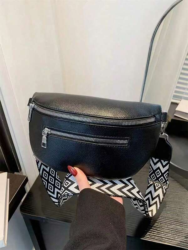 Women's PU Crossbody Waist Bag, New Casual Small Shoulder Bag, Solid Color Minimalist Versatile Chest Bag, Convenient For Outings, Personalized