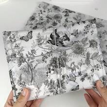 10/30/60pcs Ink Chinese Floral Bird Butterfly Art Paper Napkins, Suitable For Thanksgiving, Teen Shower, Gift Bags, Birthday, Spring Wedding Party Decoration, Box And Basket Filler, 50*35cm - Flowers, Birds, Butterflies - View 5
